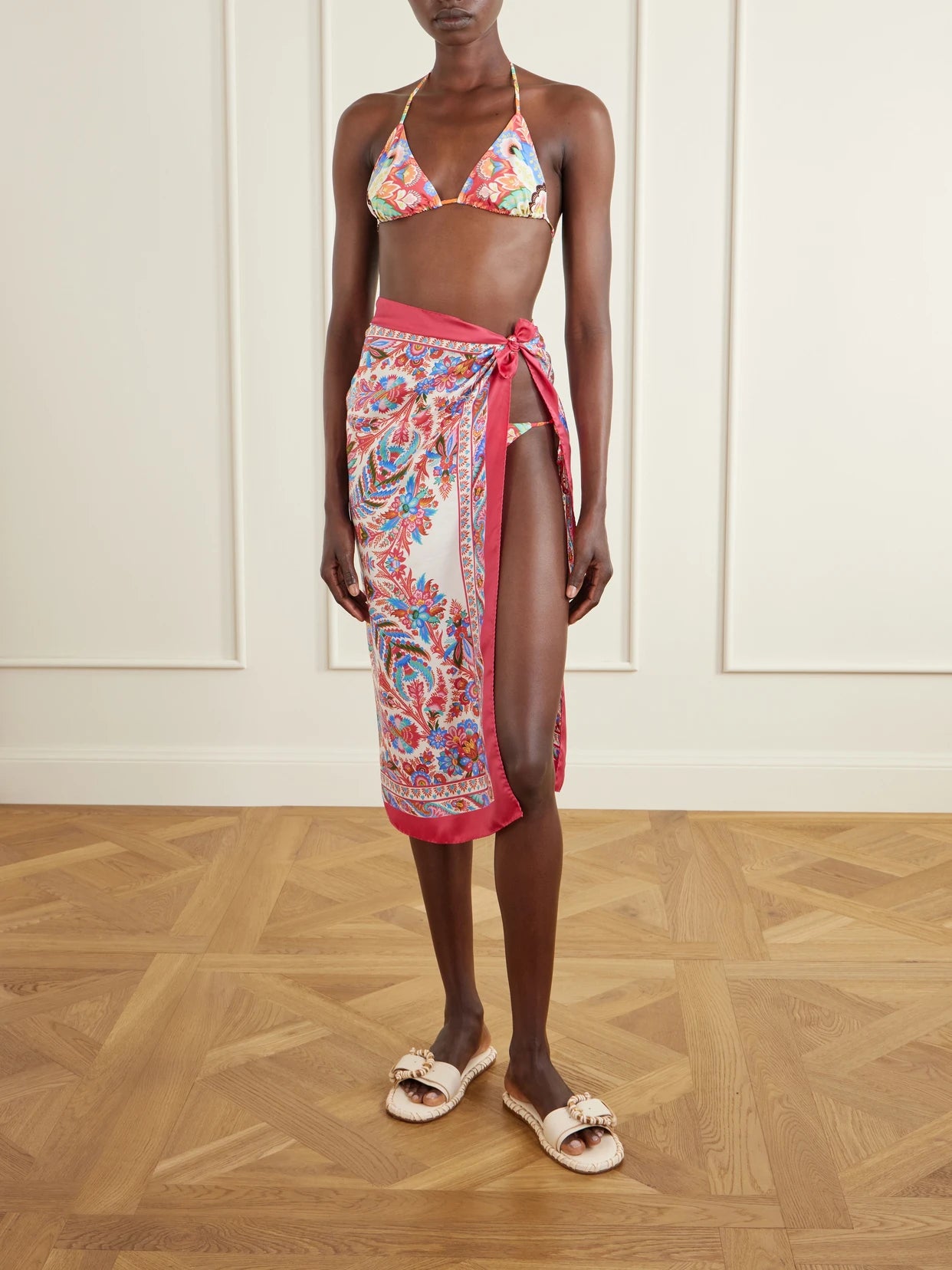 Image of Swimwear. Product name - Norma Paisley-print Silk-twill Scarf in Multi colour by brand - Etro