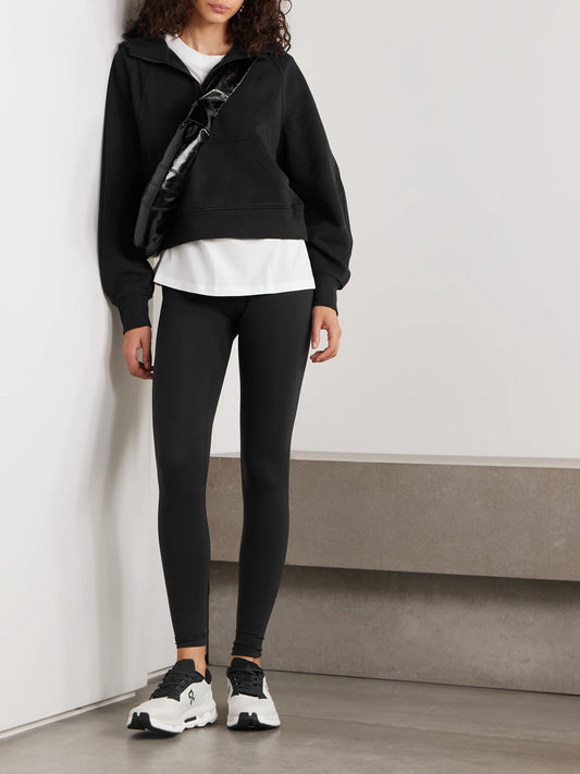 Image of Sleepwear & Loungewear. Product name - Scuba Oversized Half-zip Hoodie in Black colour by brand - lululemon