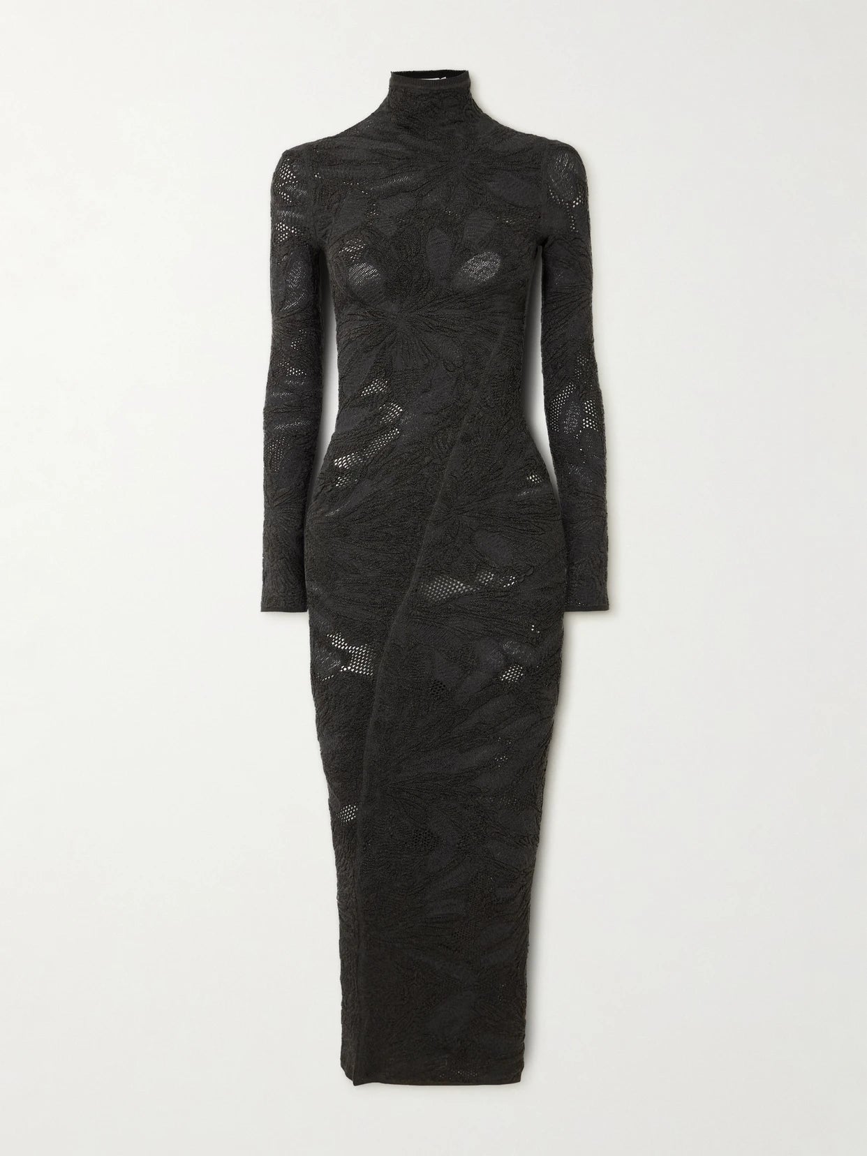 Image of Dresses. Product name - Silk-blend Jacquard-knit Midi Dress in Dark gray colour by brand - Alaïa
