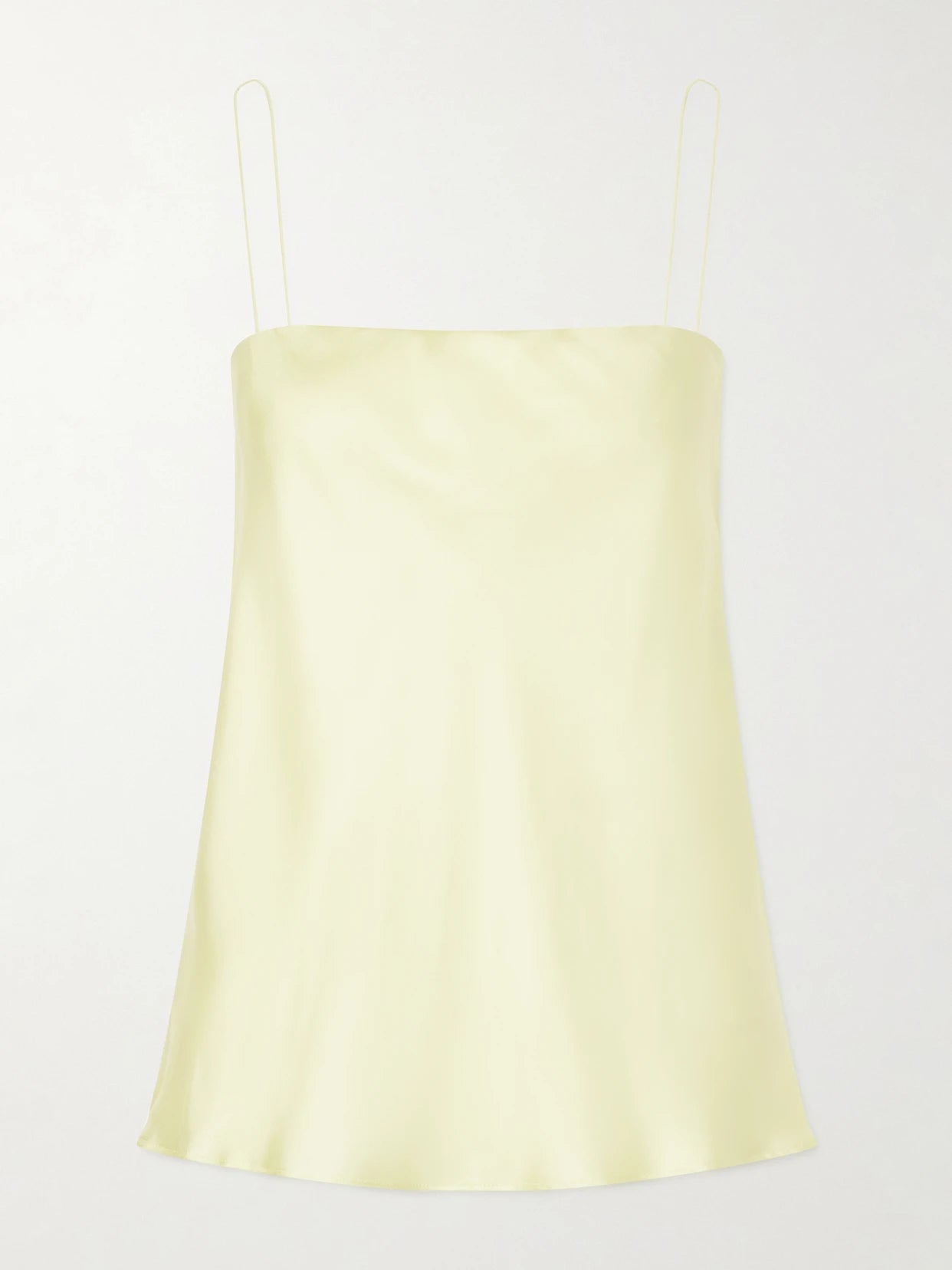 Image of a model wearing Tops. Product name - Silk-twill Camisole in Yellow colour by brand - Another Tomorrow