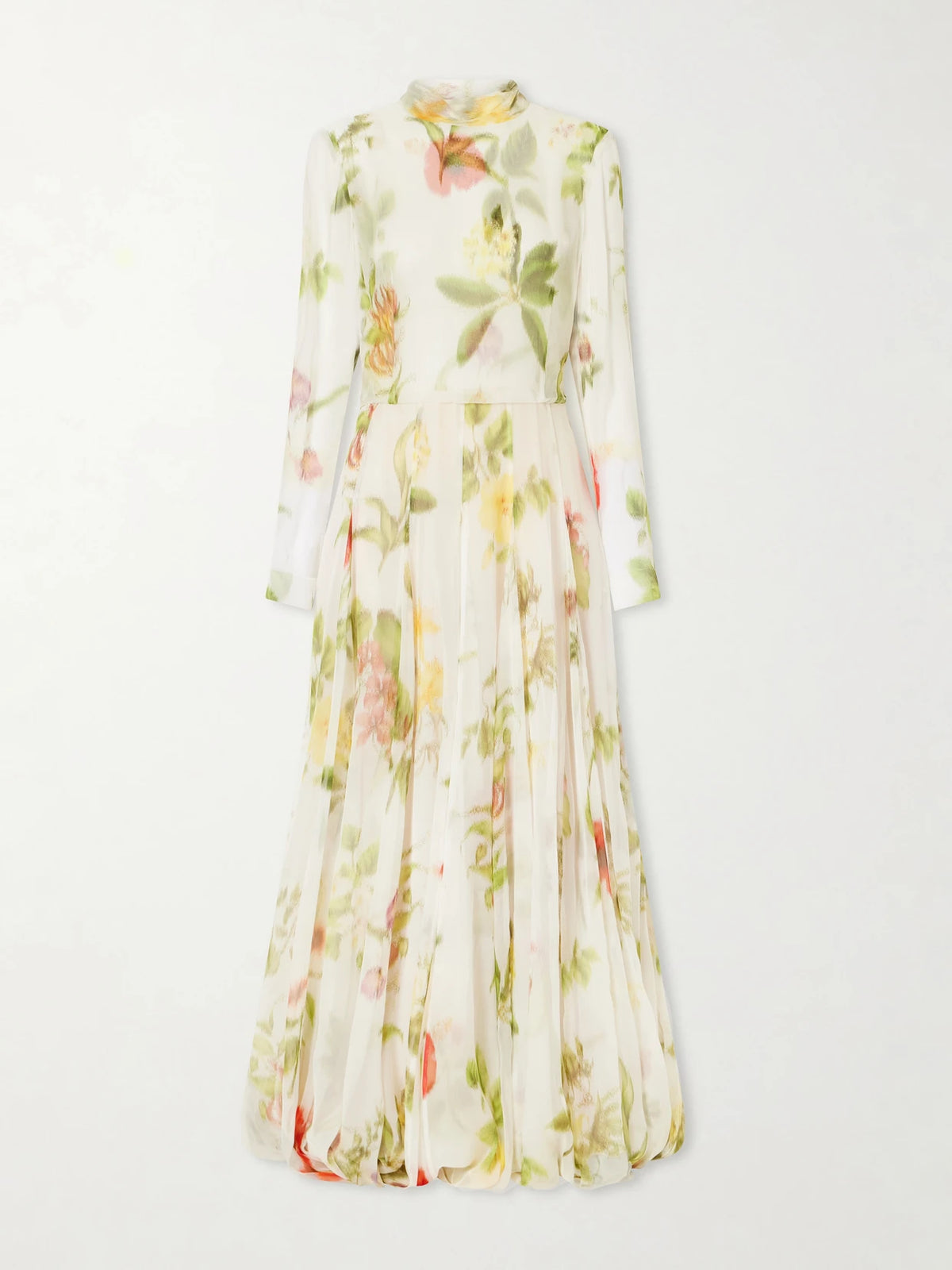 Chiné Dominican Floral-print Silk-chiffon Gown