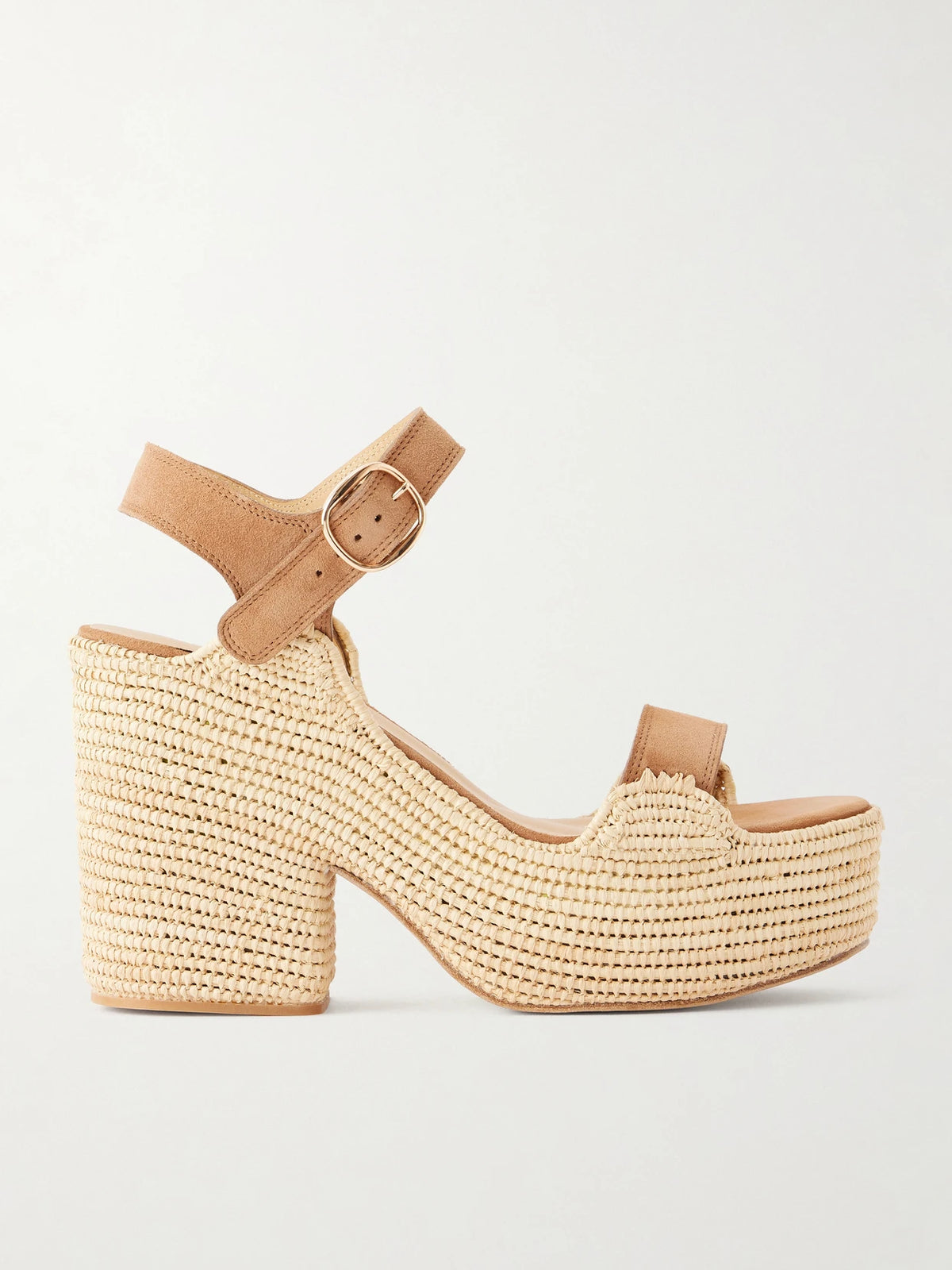 Sardis 100 Raffia-trimmed Suede Sandals