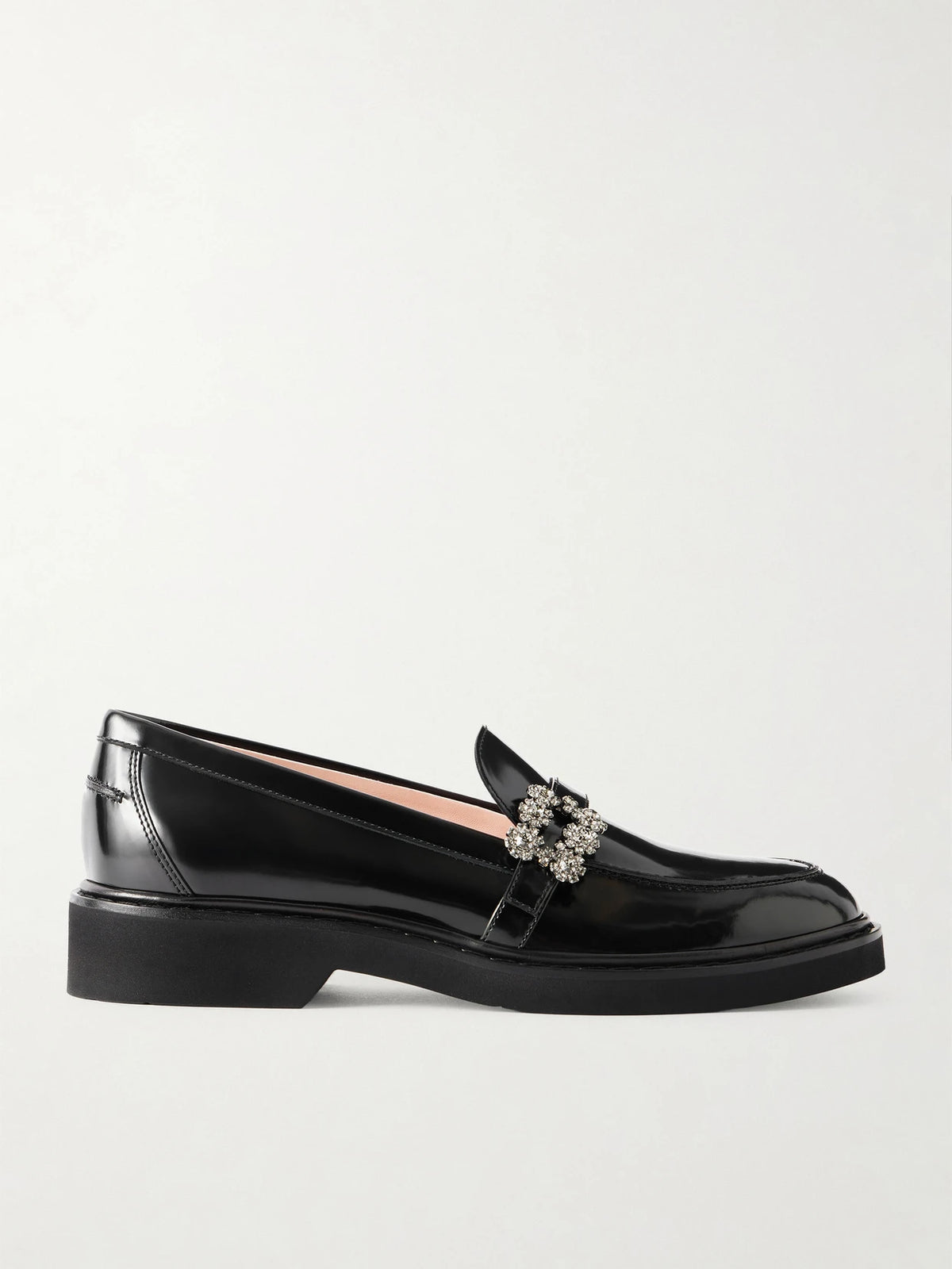 Viv Embellished Glossed-leather Loafers
