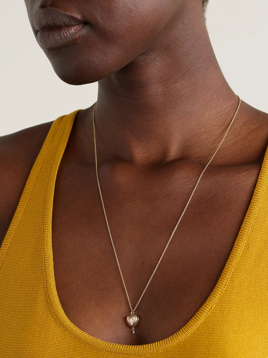 Image of Necklaces. Product name - Locket 9-karat Gold Diamond Necklace in Multi colour by brand - Persée