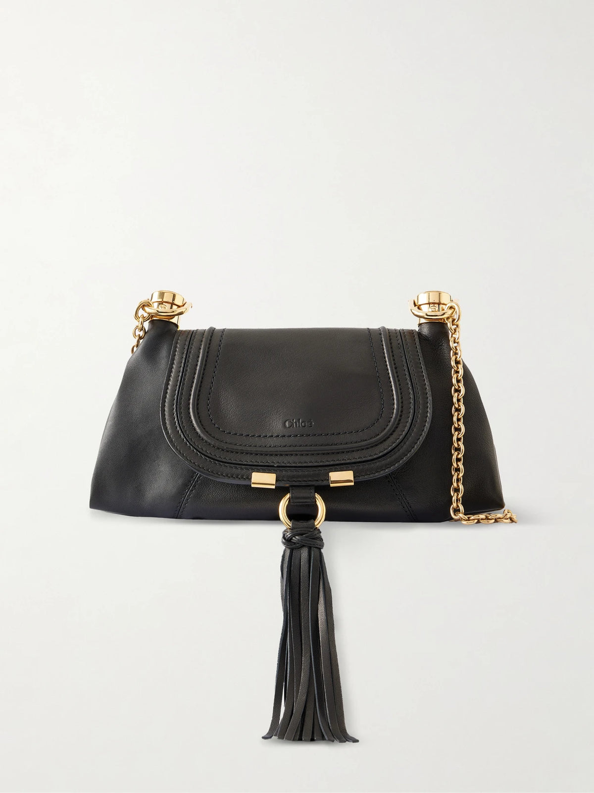 Chloé Marcie Foulard Fringe-trimmed Leather Shoulder Bag
