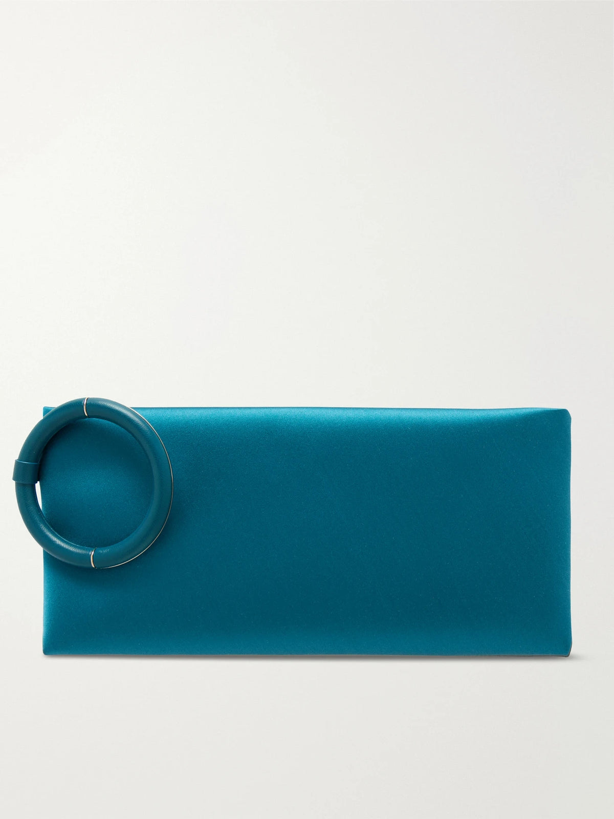 Aura Leather-trimmed Satin Clutch