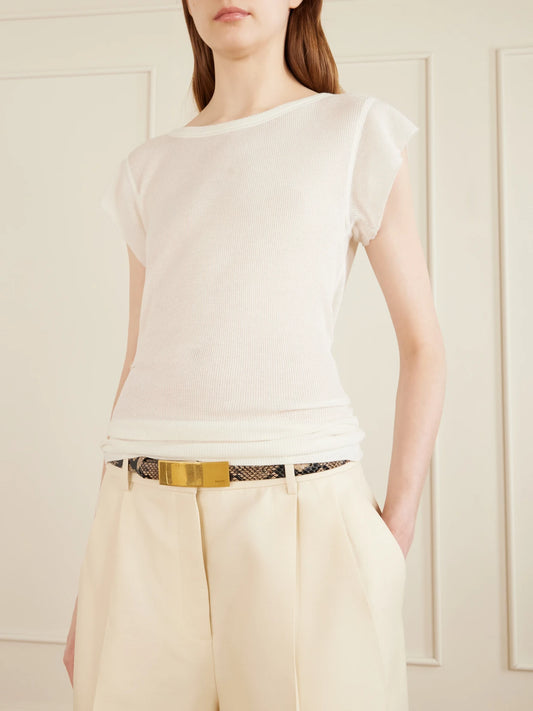 KHAITE Berlin Snake-effect Leather Belt