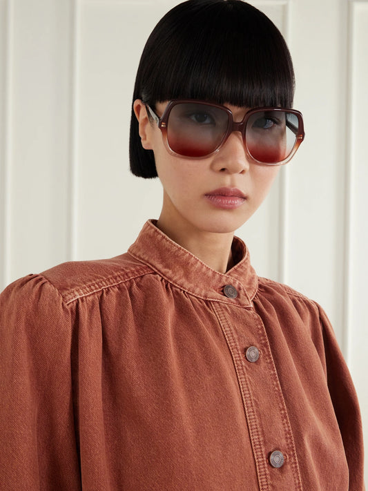 Image of Sunglasses. Product name - Salomé Aviator-style Recycled-acetate Sunglasses in Gray colour by brand - Chloé