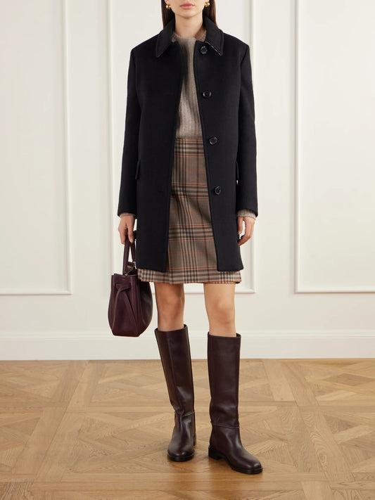 Image of Coats & Jackets. Product name - Gosford Wool And Cashmere-blend Felt Coat in Black colour by brand - Burberry