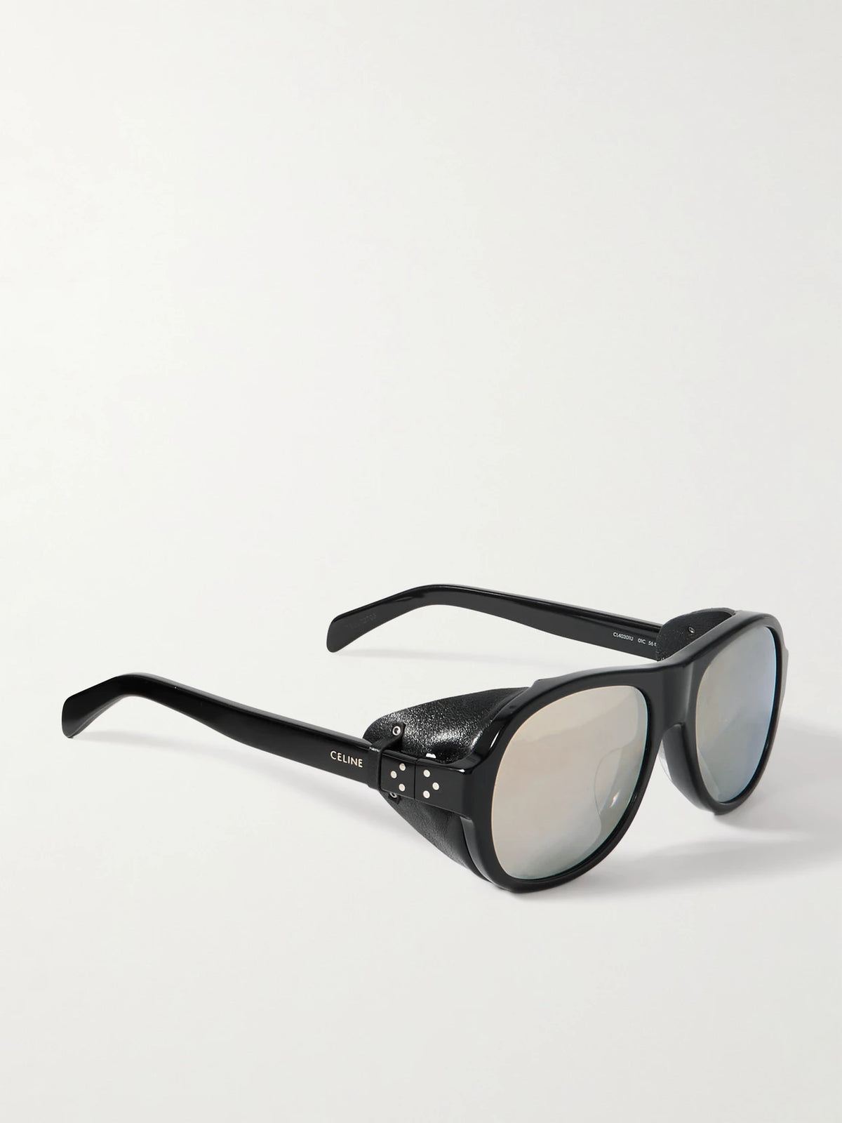 Aviator-style Leather-trimmed Acetate Sunglasses