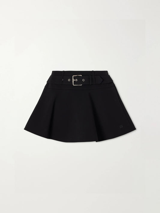 LOEWE Anagram-embroidered Pleated Cotton Mini Skirt