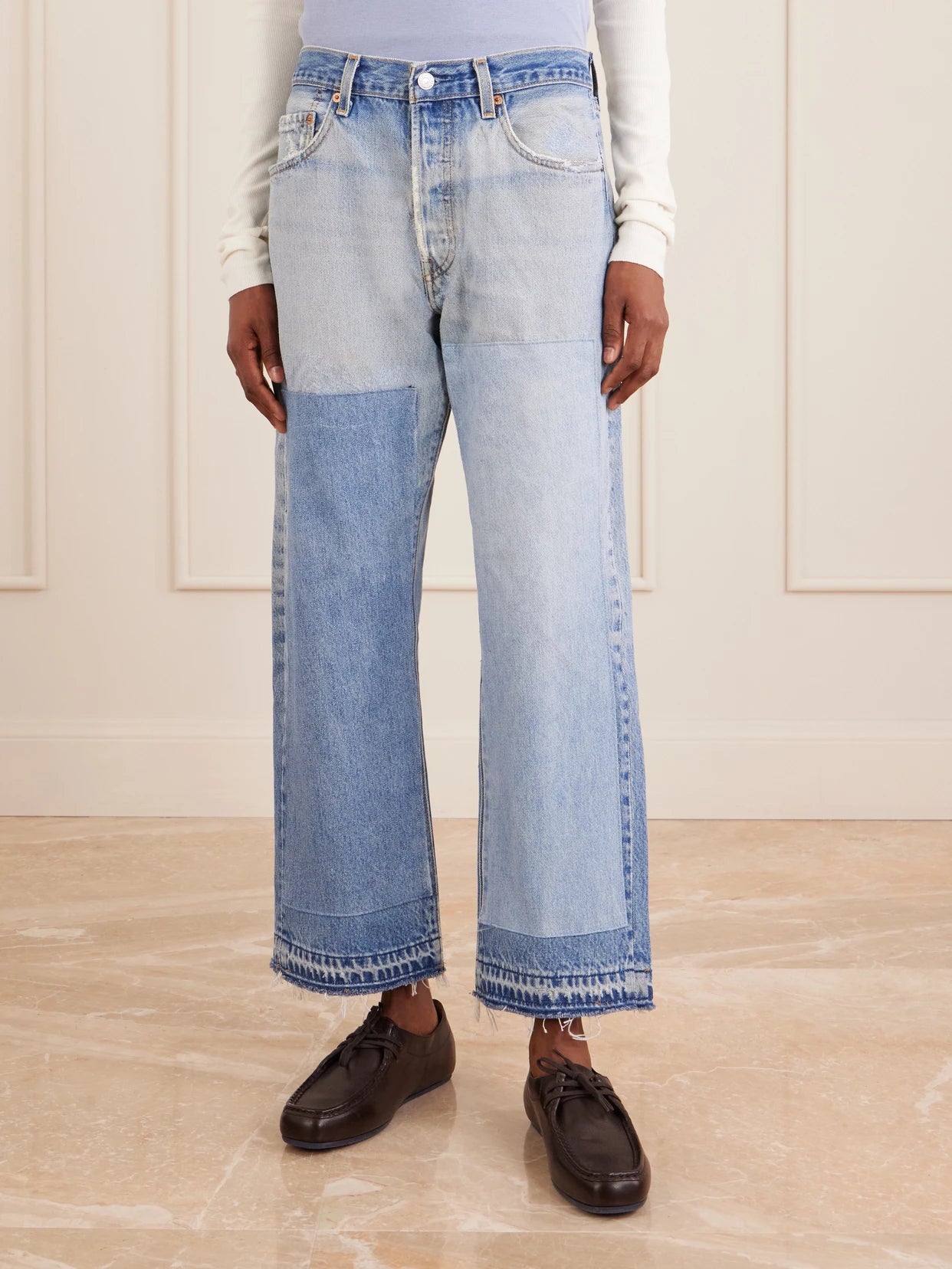 Vintage Patchwork No.2 Mid-rise Wide-leg Jeans