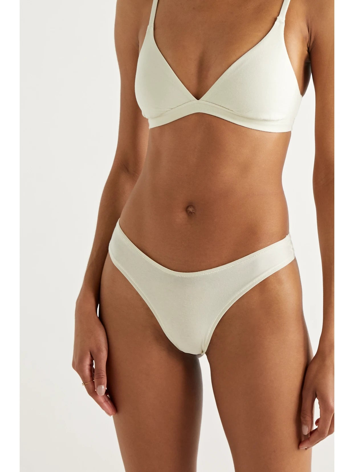 Cotton-blend Jersey Dipped Thong - Bone