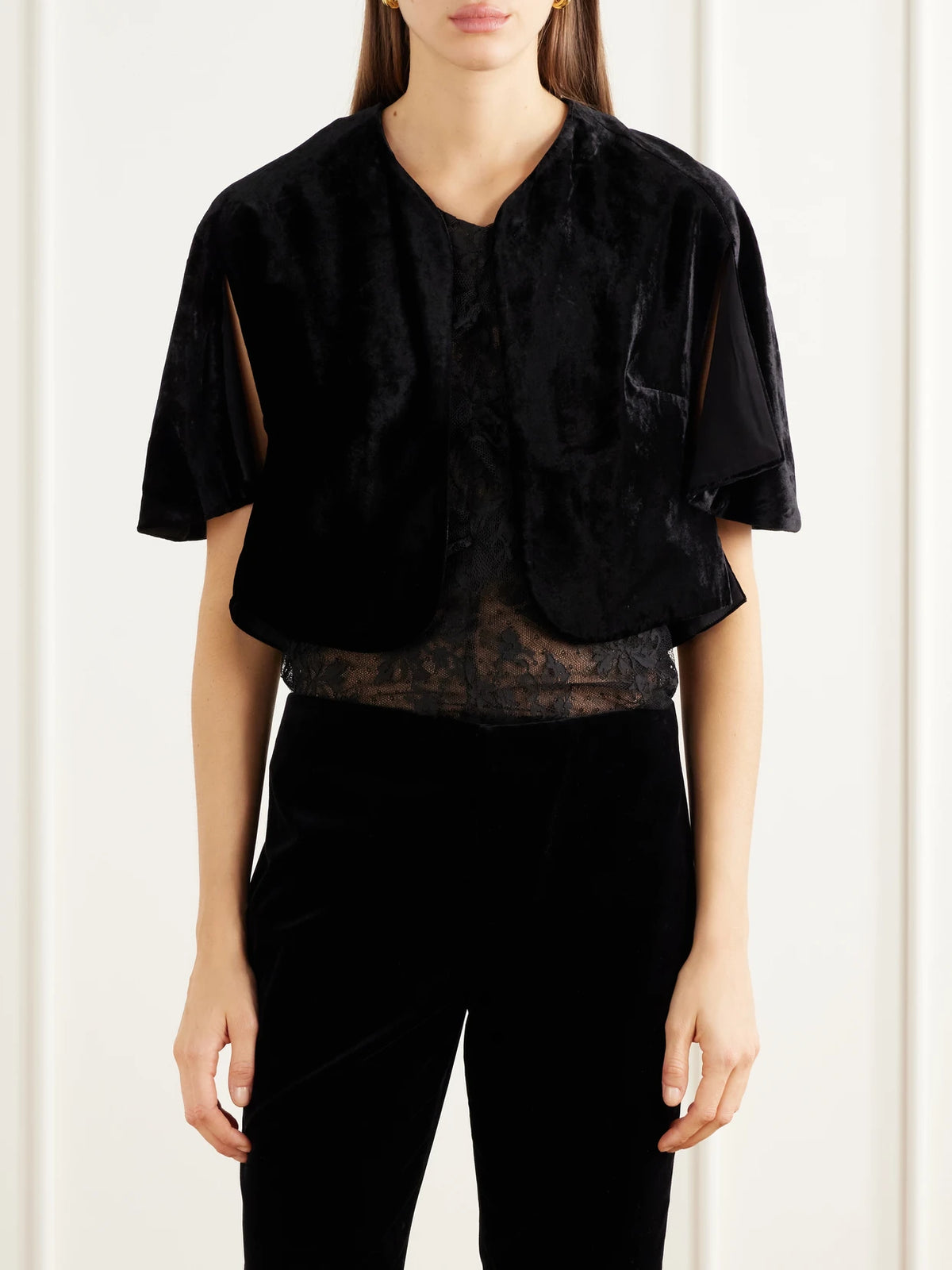 Sharon Wauchob Simone Cropped Crushed-velvet Jacket