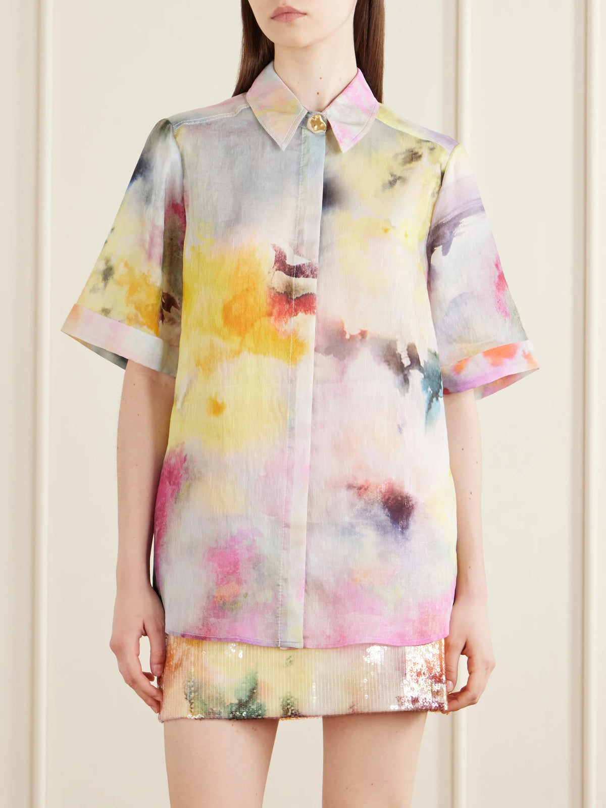 Aje Adina Printed Lyocell-blend Shirt