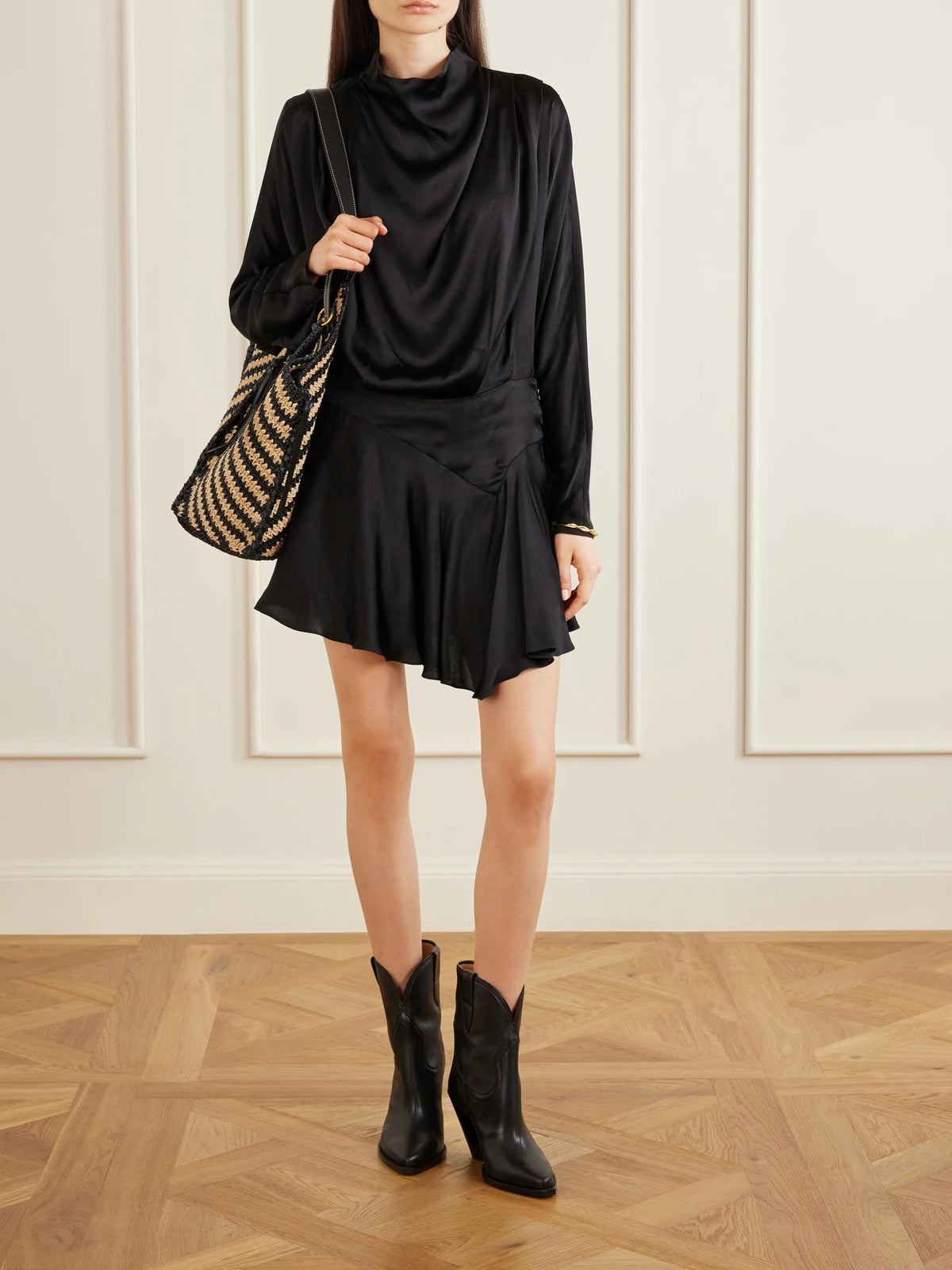 Image of Boots. Product name - Leyane Leather Ankle Boots in Black colour by brand - ISABEL MARANT
