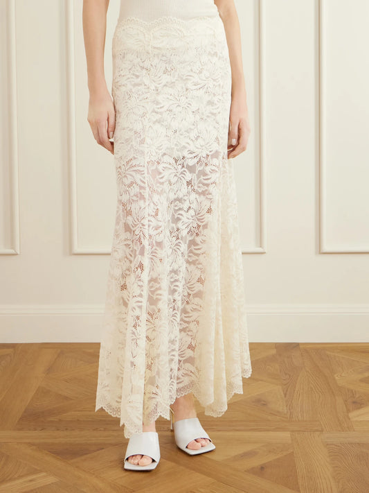 Scalloped Lace Maxi Skirt