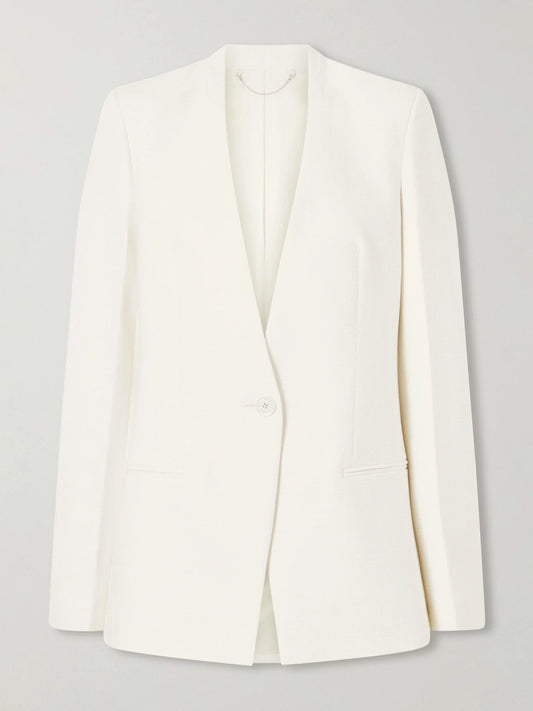 Image of Coats & Jackets. Product name - Woven Blazer in Ecru colour by brand - TOTEME