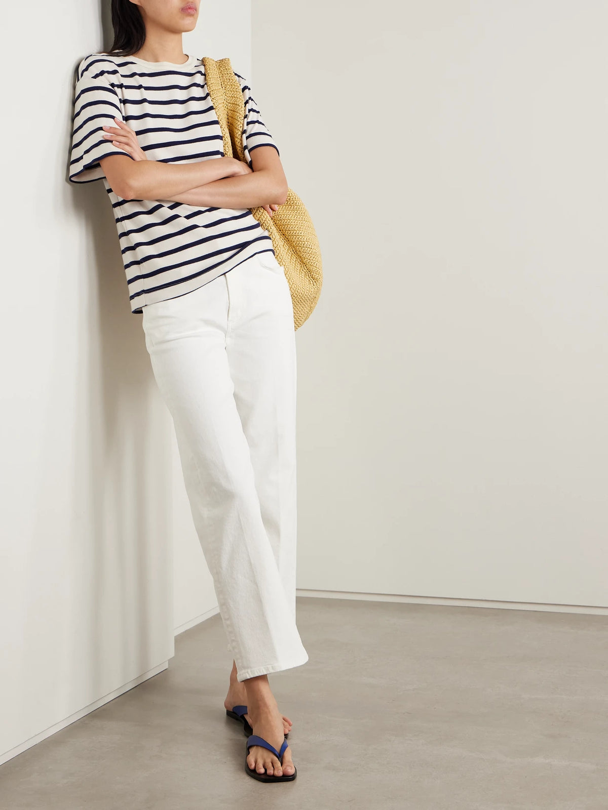 Image of Jeans. Product name - The Palma High-rise Straight-leg Jeans in White colour by brand - Citizens of Humanity