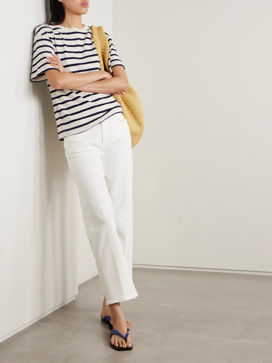 Image of Jeans. Product name - The Palma High-rise Straight-leg Jeans in White colour by brand - Citizens of Humanity