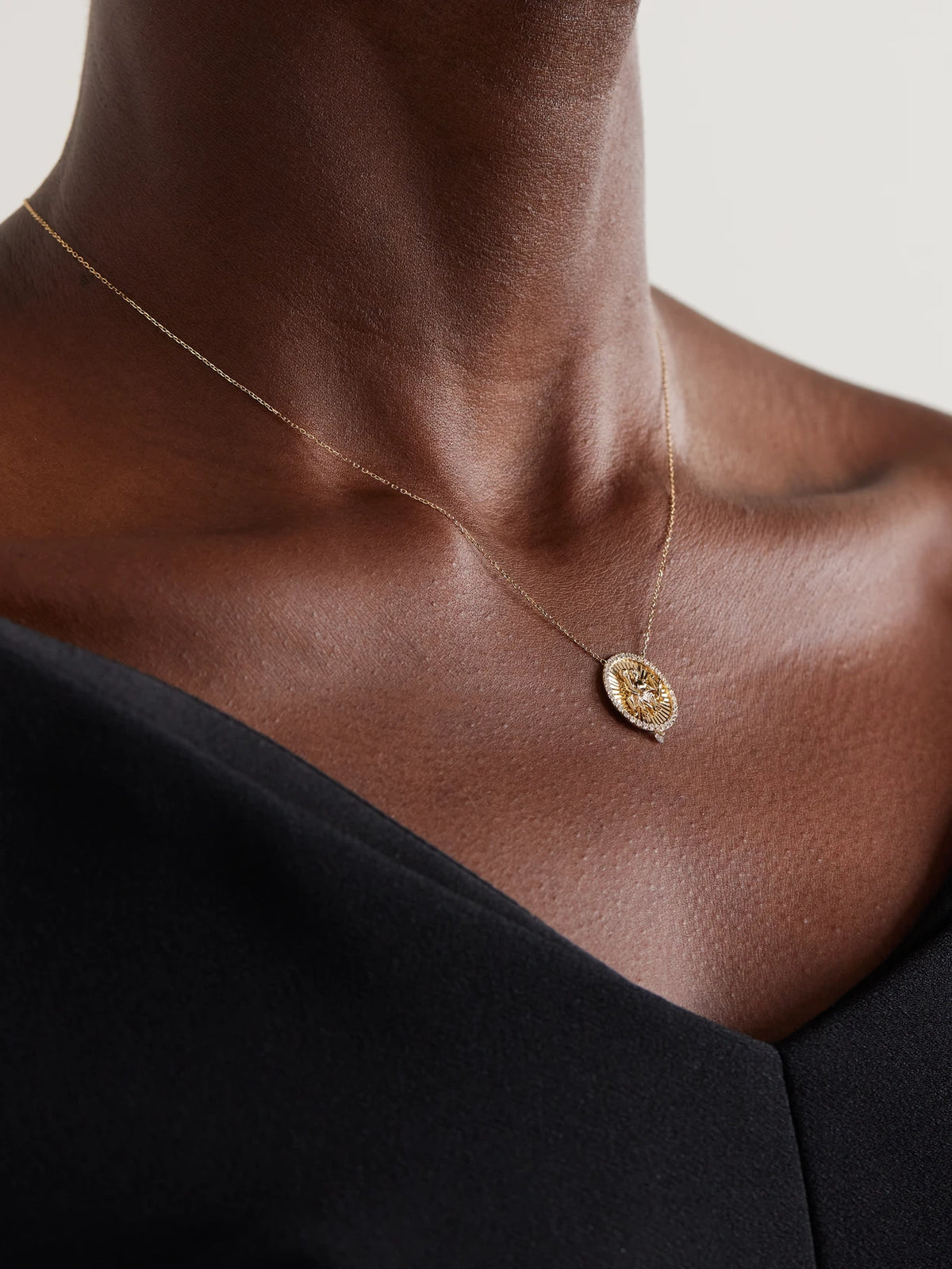 Image of Necklaces. Product name - Astrology 18-karat Gold Diamond Necklace in Aquarius colour by brand - Persée