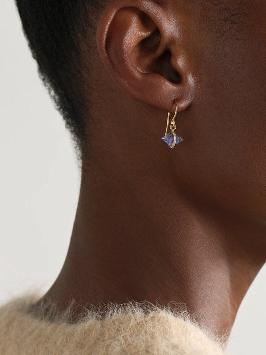 Image of Earrings. Product name - 14-karat Recycled Gold, Iolite And Herkimer Diamond Earrings in Purple colour by brand - Melissa Joy Manning