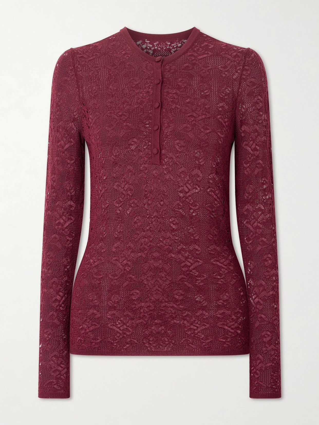 Gaviran Pointelle-knit Wool Henley Top