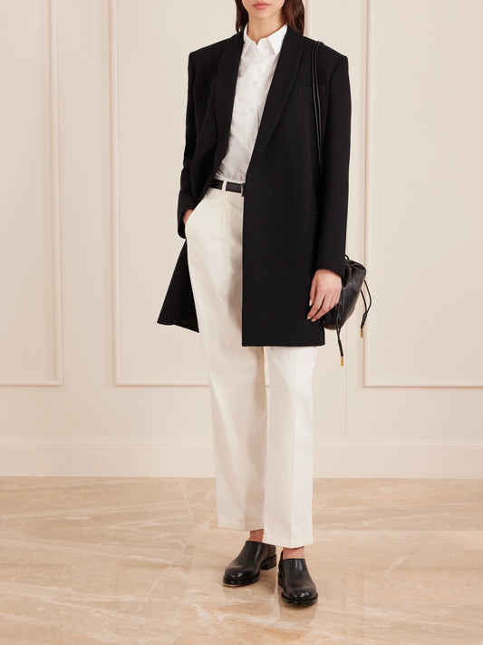 Image of a model wearing Tops. Product name - Sadie Cotton-poplin Shirt in White colour by brand - The Row