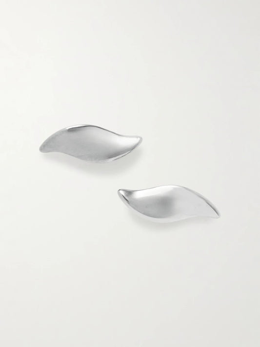 Leaf Silver-tone Clip Earrings