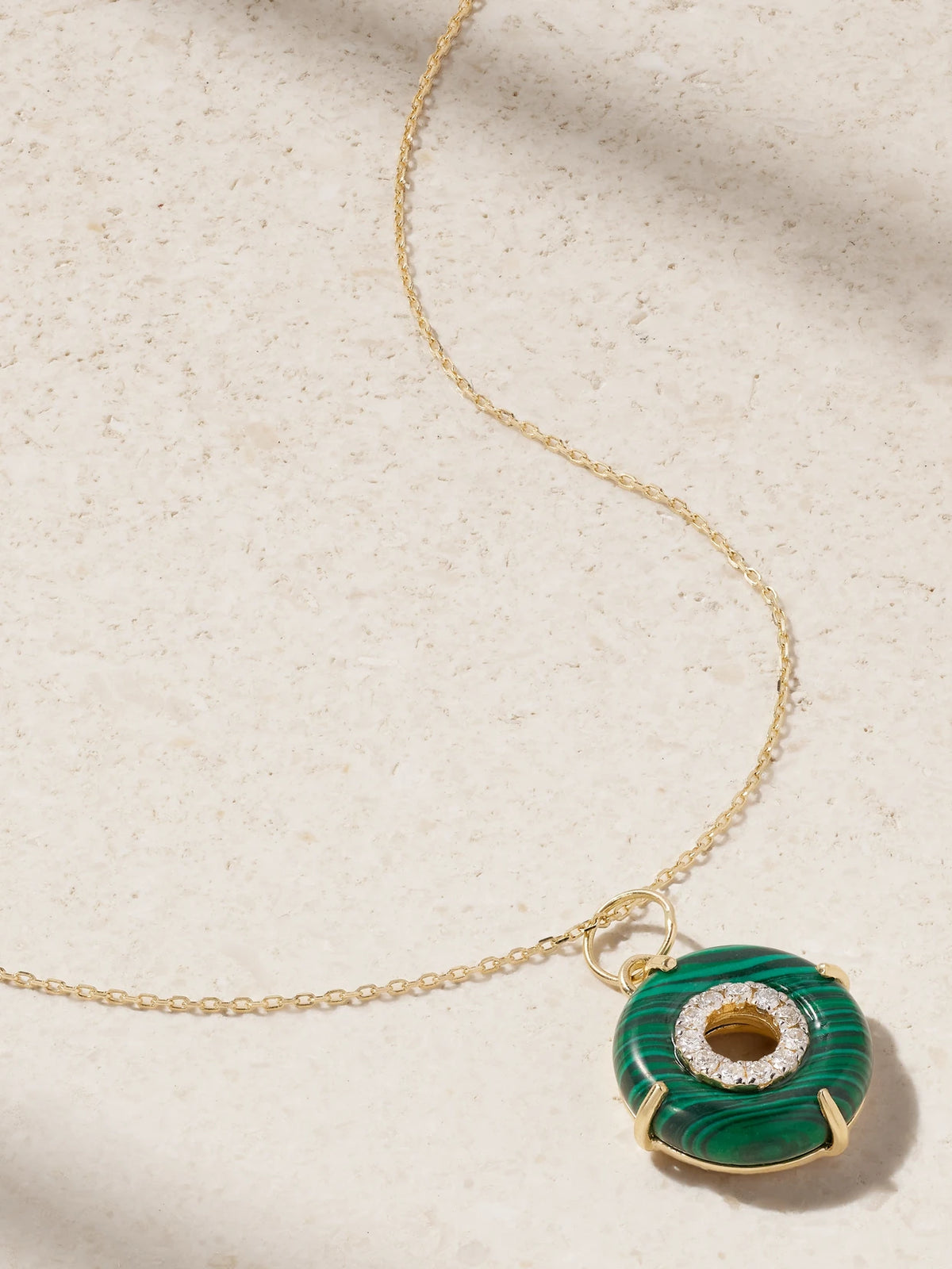Donut 14-karat Gold, Malachite And Diamond Necklace