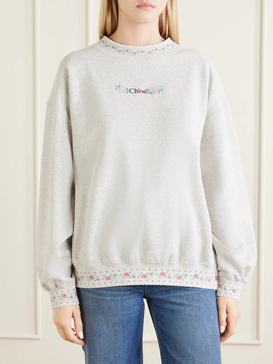 Logo-embroidered Scalloped Cotton-jersey Sweatshirt