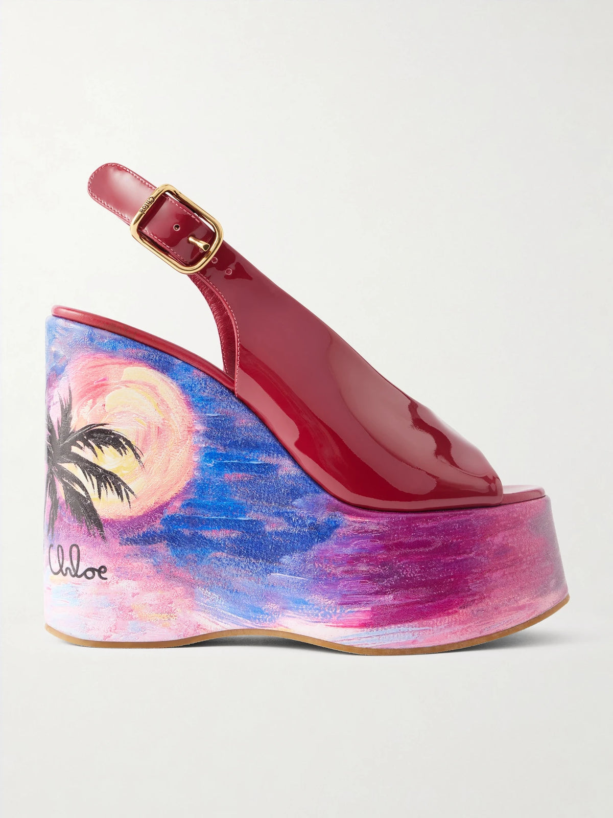 Maxime Patent-leather Platform Slingback Sandals