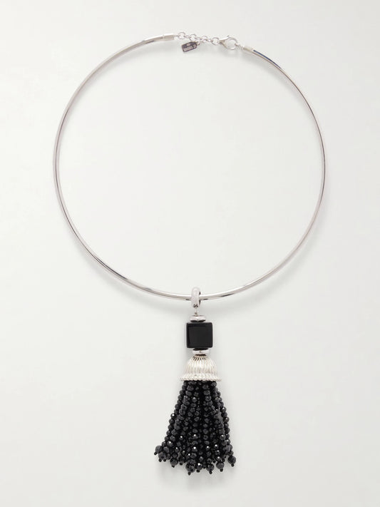 Nocturne Silver, Spinel And Onyx Choker