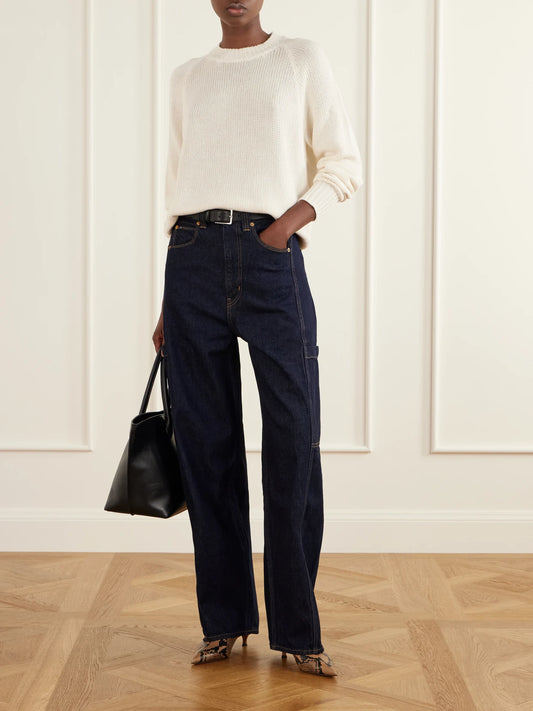 Image of Jeans. Product name - The Baggy Painter Barrel-leg Jeans in Indigo colour by brand - Jamie Haller