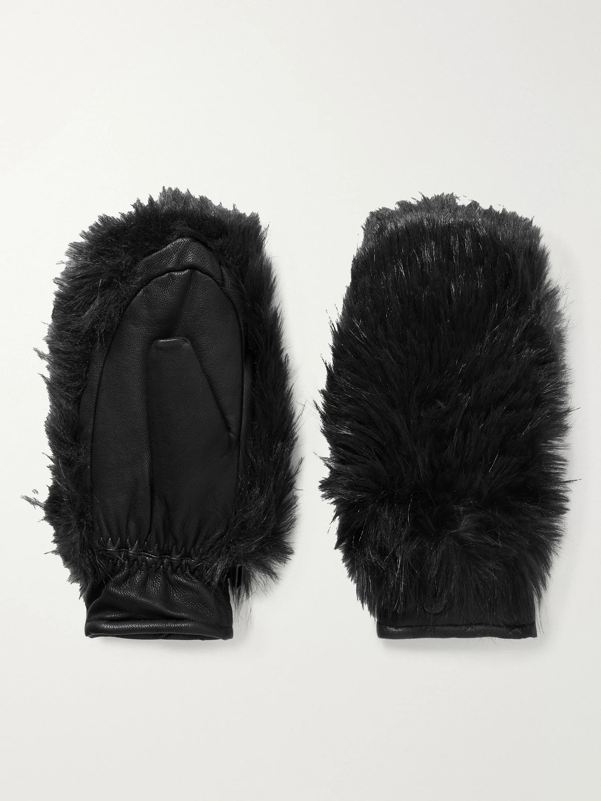 Hill Plush-trimmed Padded Leather Ski Gloves