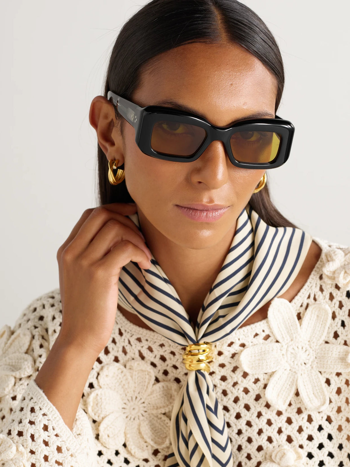 Image of Sunglasses. Product name - Vito Square-frame Acetate Sunglasses in Black colour by brand - Jacques Marie Mage