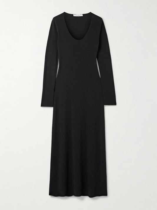 Image of Dresses. Product name - Mavy Knitted Midi Dress in Black colour by brand - The Row