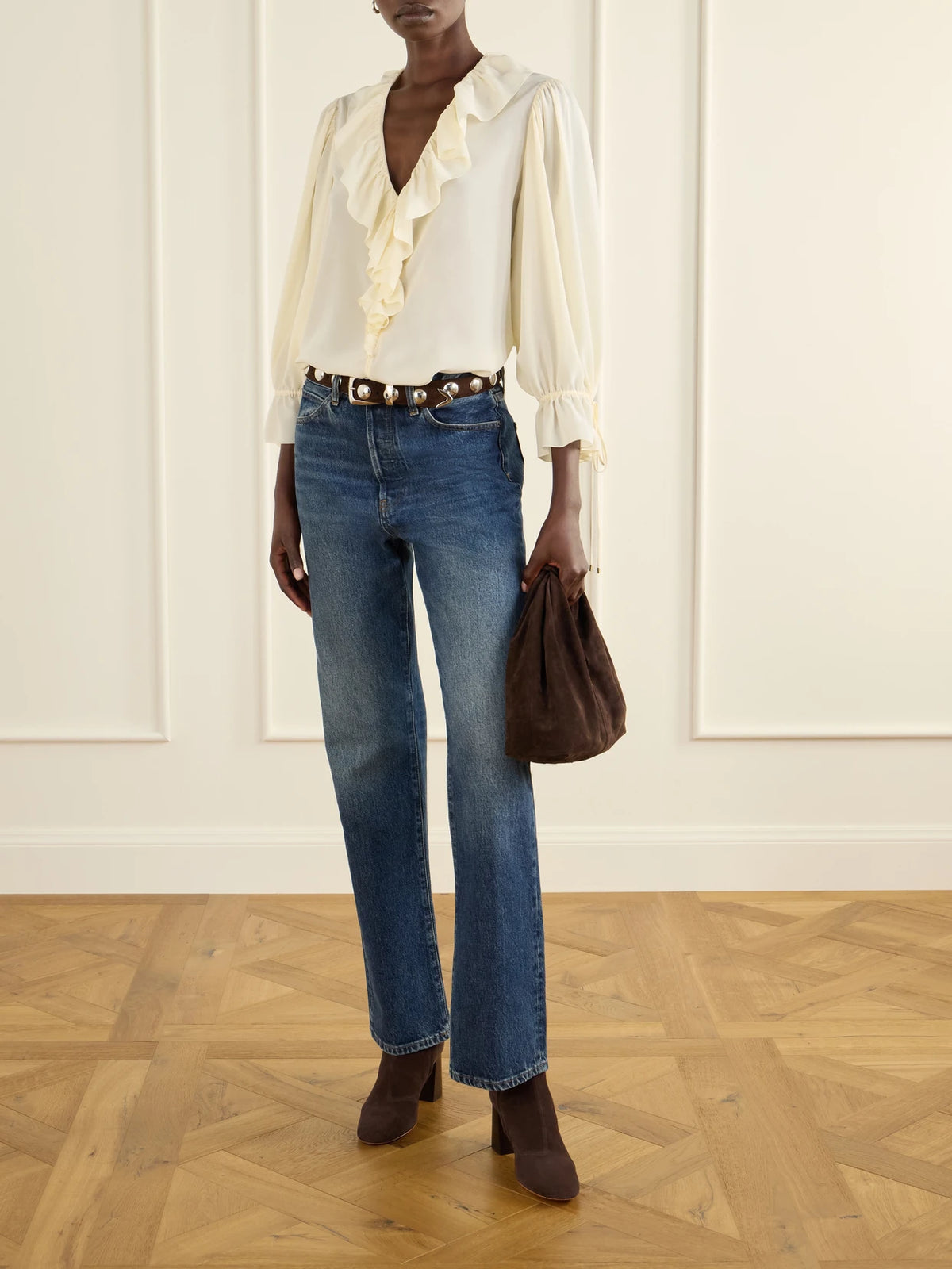 Loeffler Randall Helga Knotted Suede Clutch