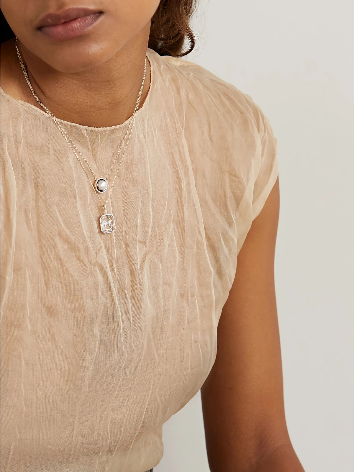 Image of Necklaces. Product name - Initial 14-karat Gold, Quartz And Diamond Necklace in P colour by brand - Mateo