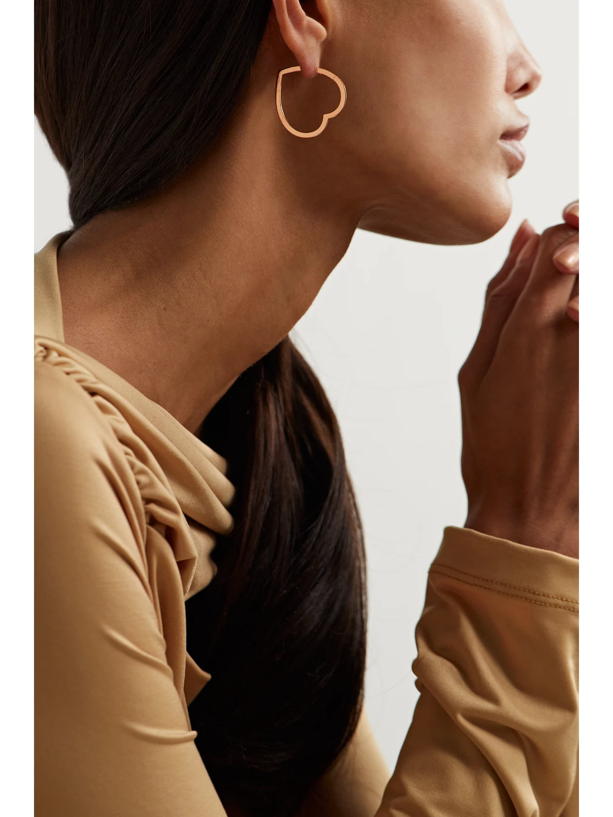 Image of Earrings. Product name - Antifer Heart Large 18-karat Rose Gold Single Earring in Multi colour by brand - Repossi