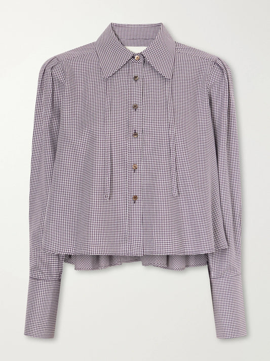 RÙADH The Durham Drawstring Cropped Houndstooth Cotton And Cashmere-blend Shirt