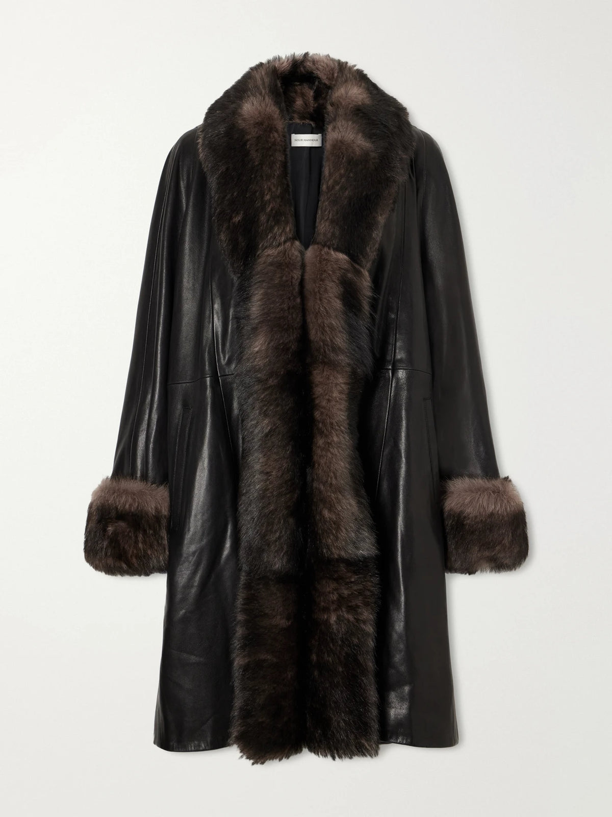 Nour Hammour Aida Shearling-trimmed Leather Coat