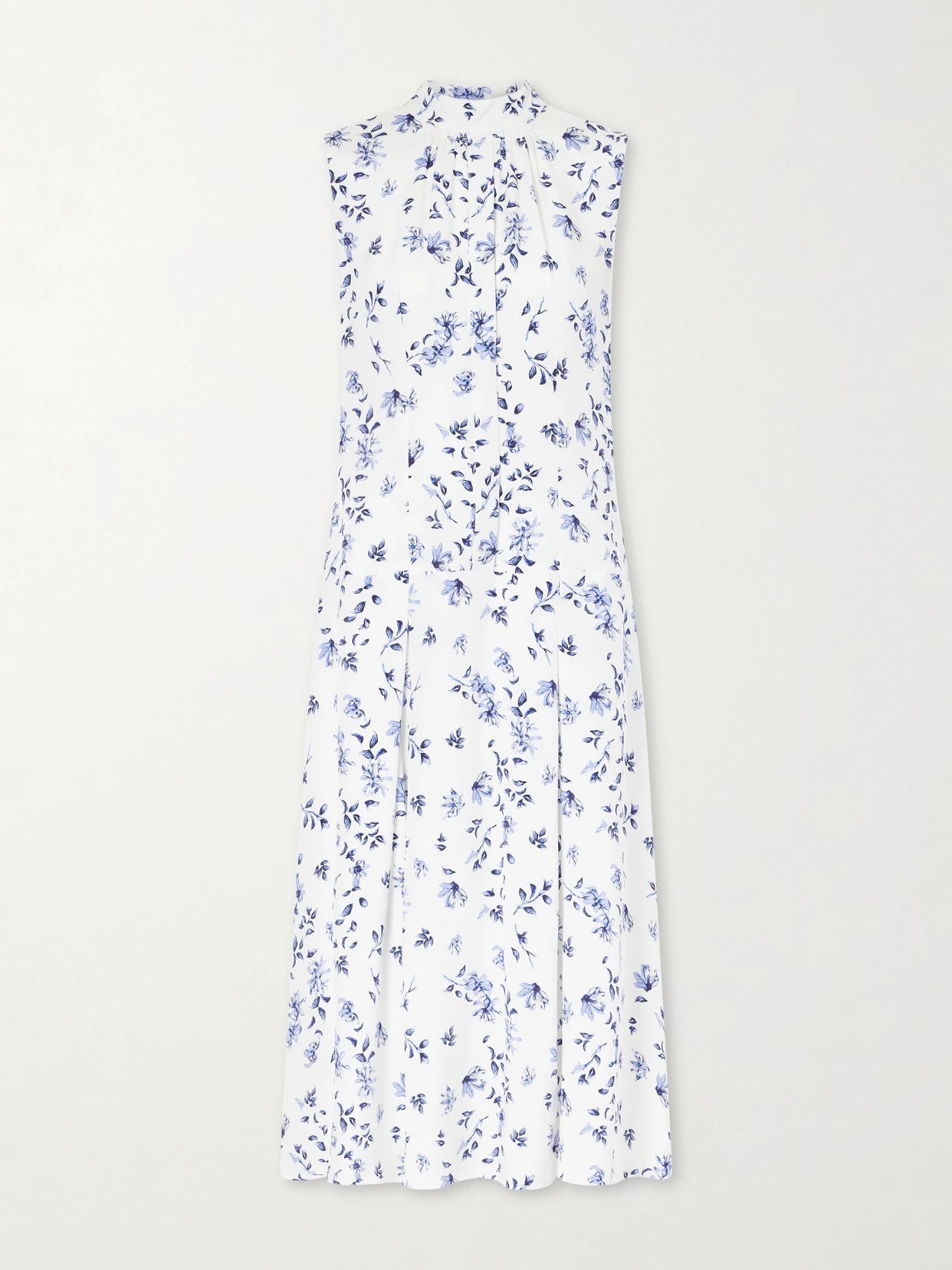 Image of Dresses. Product name - Joelle Floral-print Silk Midi Dress in Blue colour by brand - Emilia Wickstead