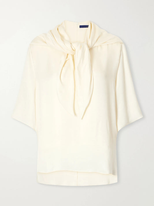 Sharon Wauchob Anita Scarf-detailed Satin T-shirt
