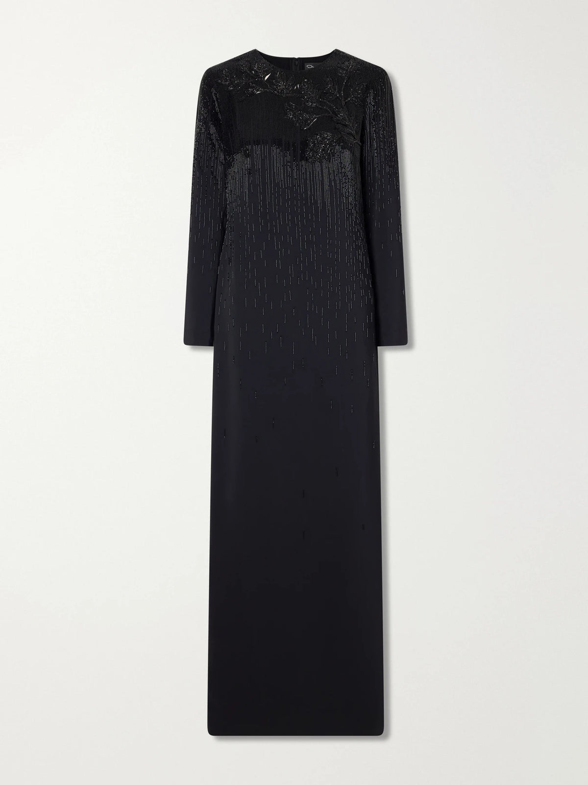 Oscar de la Renta Floral-appliquéd Bead-embellished Stretch-crepe Gown