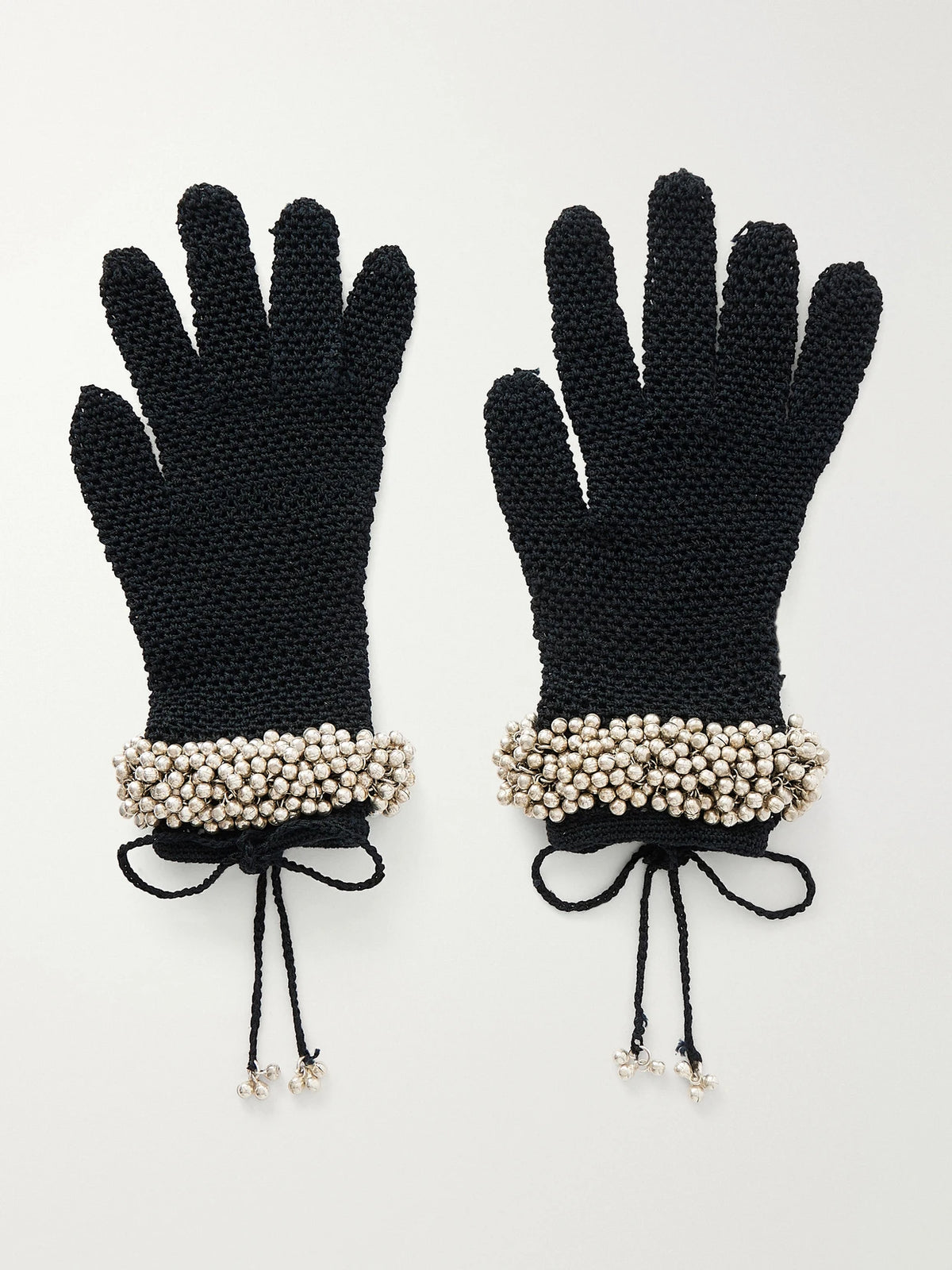 Yoshita 1967 Embellished Cotton Crochet-knit Gloves