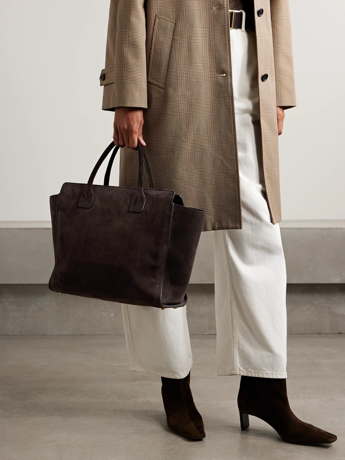 Image of Bags. Product name - Bianca Suede Tote in Chocolate colour by brand - Nili Lotan