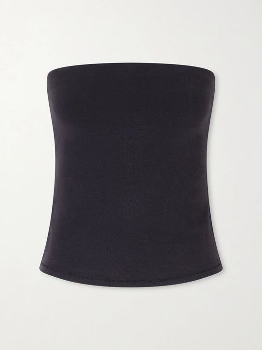 Image of Sleepwear & Loungewear. Product name - Cotton-blend Jersey Tube Top - Soot in Dark gray colour by brand - SKIMS