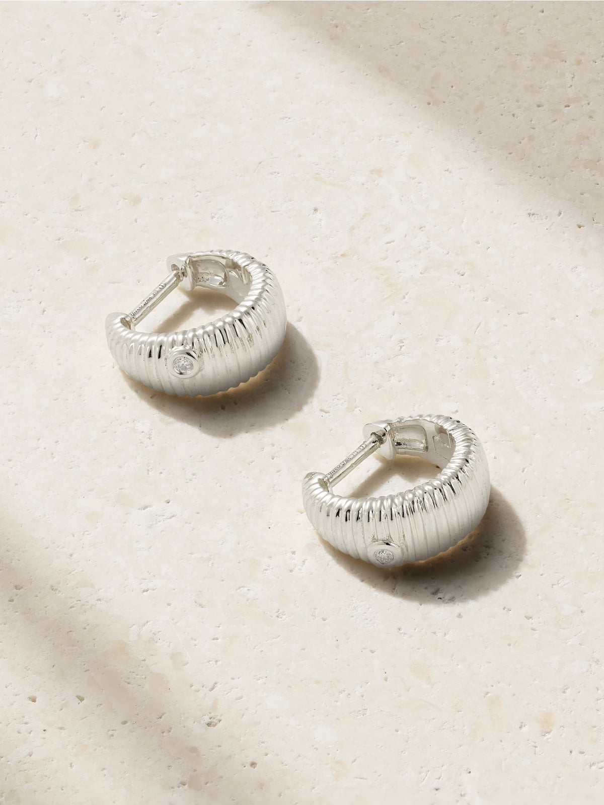 9-karat White Gold Diamond Hoop Earrings