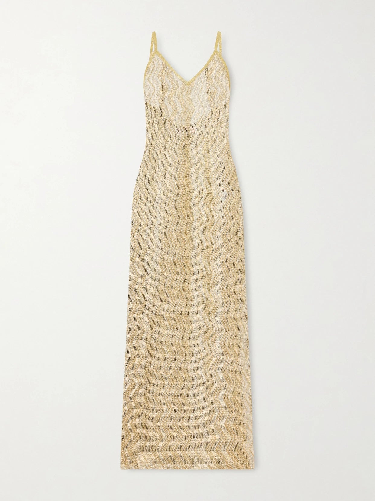 Image of Swimwear. Product name - Mare Metallic Crochet-knit Coverup in Gold colour by brand - Missoni